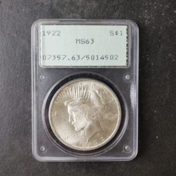 1922 $1 Peace Silver Dollar PCGS MS63