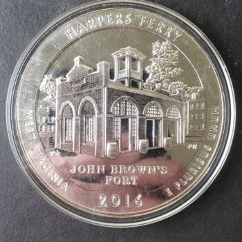 2016 25c Harpers Ferry National Historical Park 5oz Silver Quarter in a Capsule