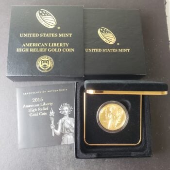 2015 W $100 1oz Gold American Liberty High Relief Coin