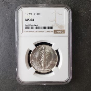 1939 D 50c Walking Liberty Silver Half Dollar NGC MS64