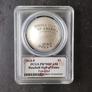 2014 P Proof $1 Baseball Hall of Fame Silver Dollar Pete Rose PCGS PR70 DCAM