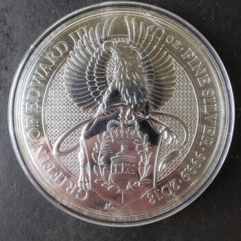 2018 Great Britain 10 Pounds 10oz Silver Griffin of Edward III in a Capsule