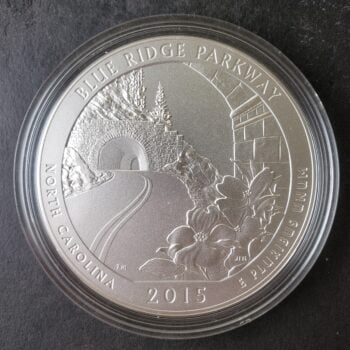 2015 P 25c Blue Ridge National Parkway 5oz Silver Quarter Dollar