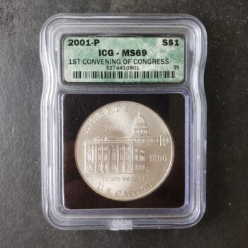 2001 P Uncirculated $1 Congress Silver Dollar IGC MS69