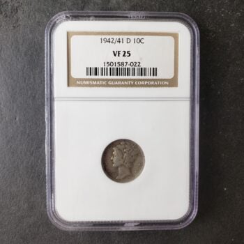 1942/1 D 10c Winged Liberty Silver Dime ANACS VF25
