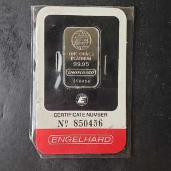 Engelhard 1oz Platinum Bullhorn Bar with Assay Certificate in Plastic
