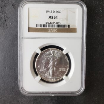1942 D 50c Walking Liberty Silver Half Dollar NGC MS64