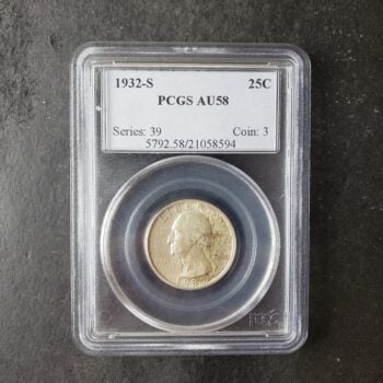 1932 S 25c Washington Silver Quarter Dollar PCGS AU58