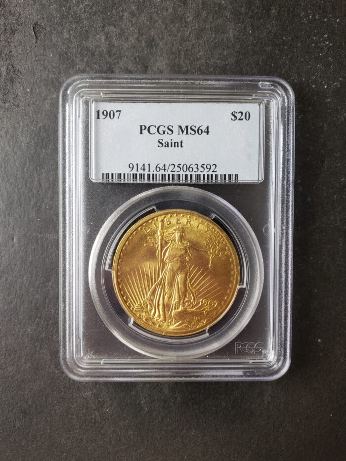 1907 $20 St. Gaudens Gold Double Eagle PCGS MS64