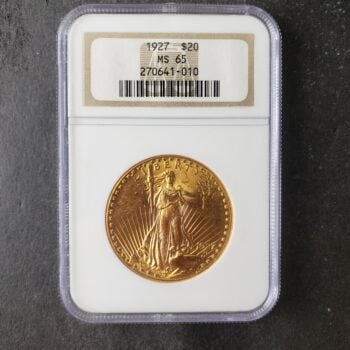 1927 $20 St. Gaudens Gold Double Eagle NGC MS65