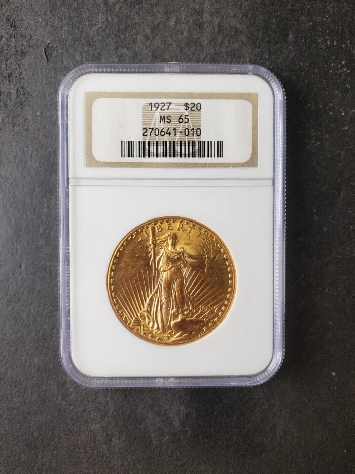 1927 $20 St. Gaudens Gold Double Eagle NGC MS65