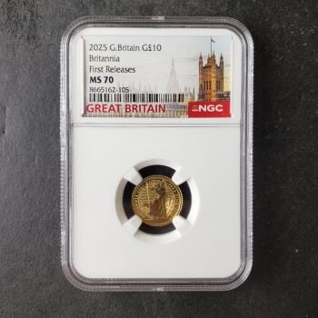2025 Great Britain 10 Pounds 1/10oz Gold Britannia NGC MS70