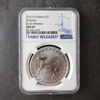 2023 St. Helena 1 Pound 1oz Silver Pegasus NGC MS69