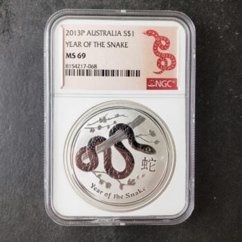 2013 P Australia $1 1oz Silver Year of the Snake NGC MS69