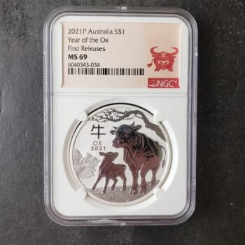 2021 P Australia $1 1oz Silver Year of the Ox NGC MS69