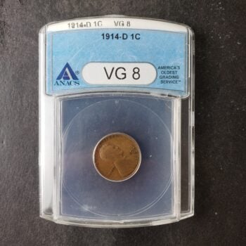 1914 D 1c Lincoln Wheat Cent ANACS VG8