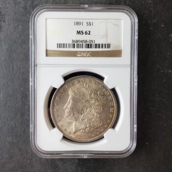 1891 $1 Morgan Silver Dollar NGC MS62