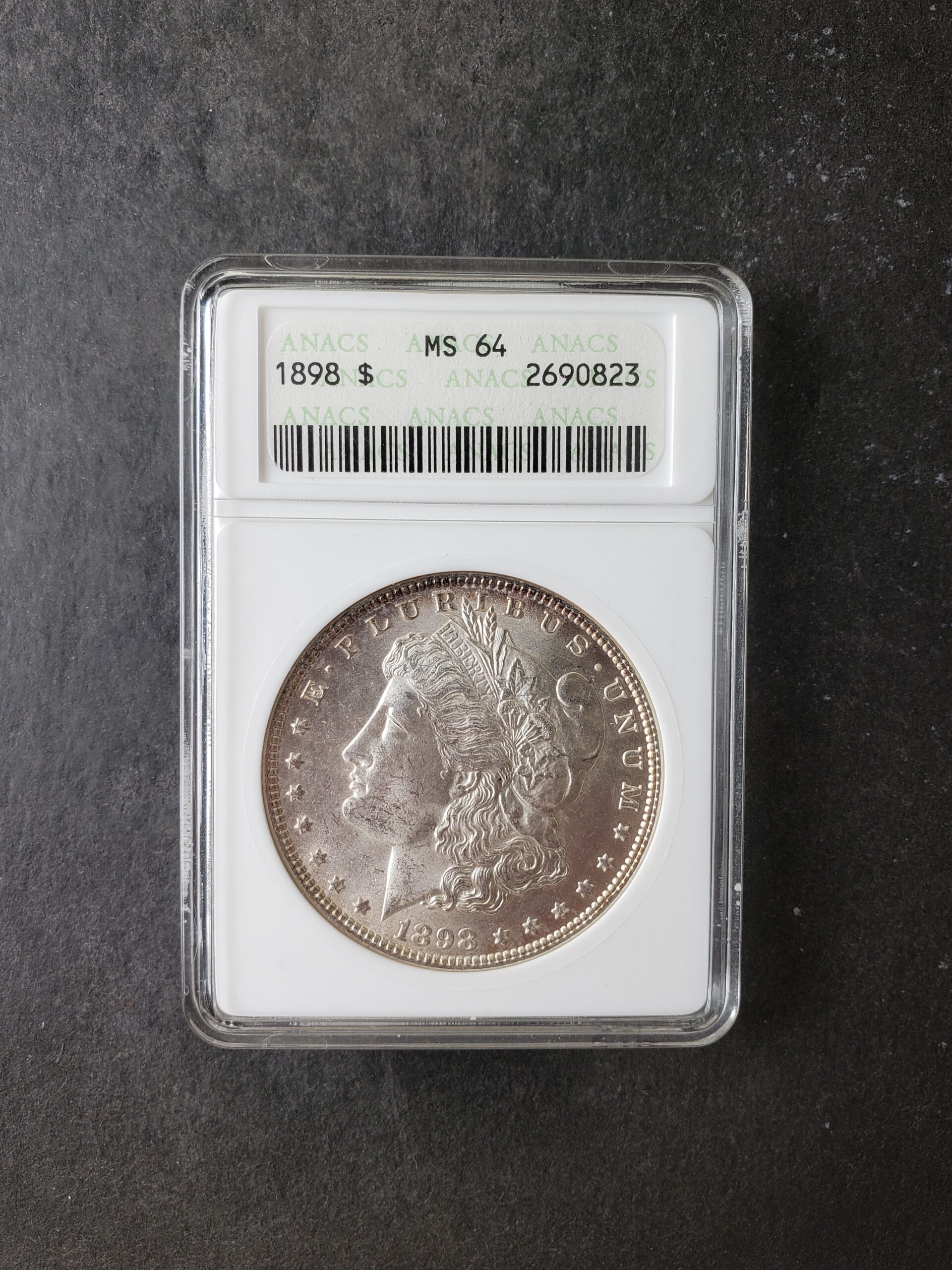 1898 $1 Morgan Silver Dollar ANACS MS64