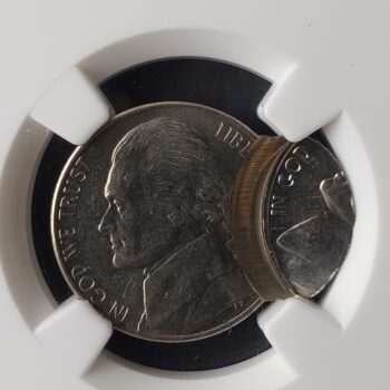 5c Jefferson Nickel Double Struck 2nd Strike 75% Off-Center with Uniface Reverse NGC Mint Error MS63 6FS