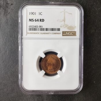 1901 1c Indian Head Cent NGC MS64 RD