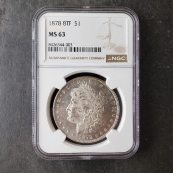1878 $1 Morgan Silver Dollar 8TF NGC MS63