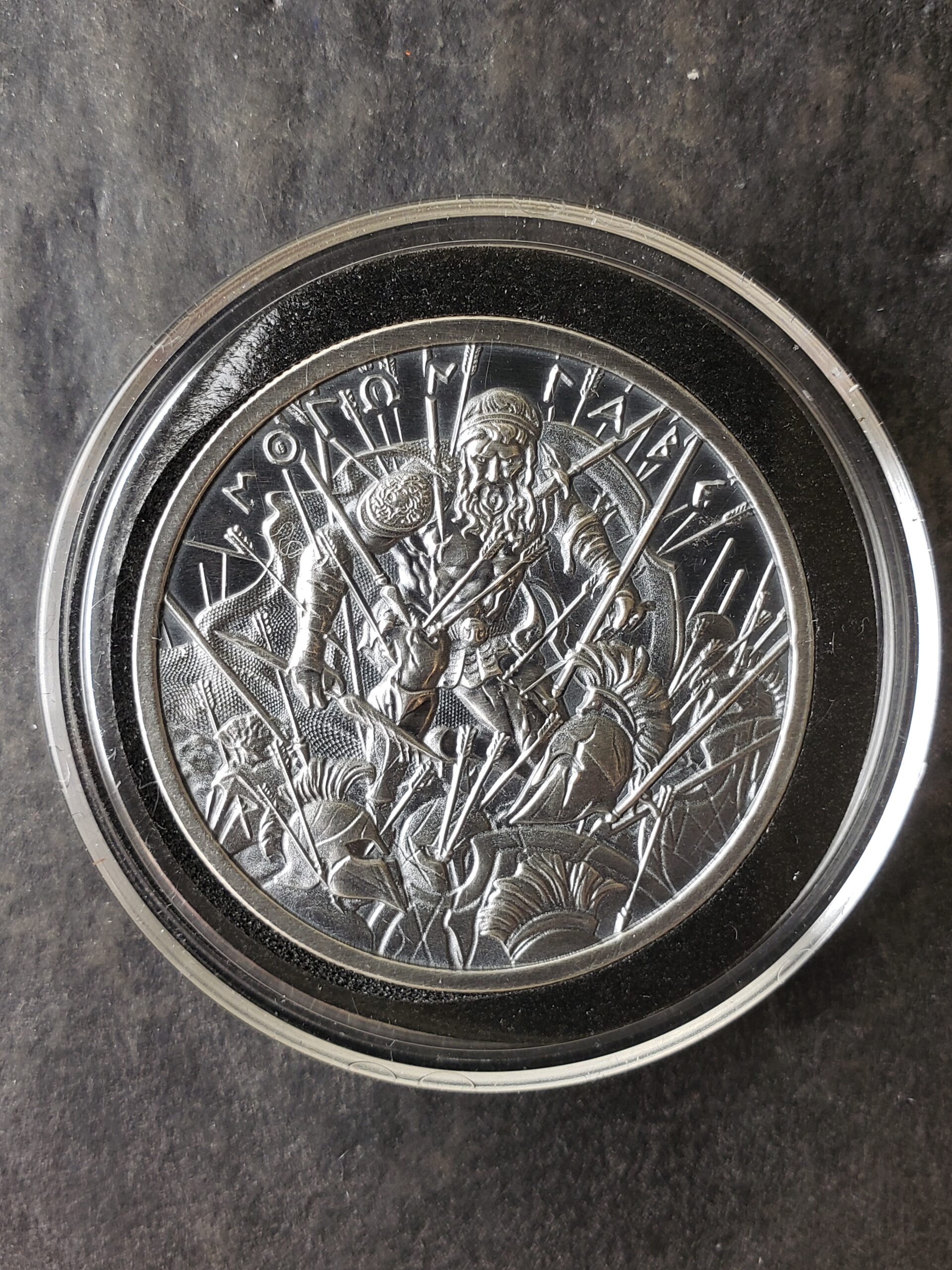 2020 Intaglio Mint 1oz Silver Molon Labe Round w/Antiqued Finish in a Capsule