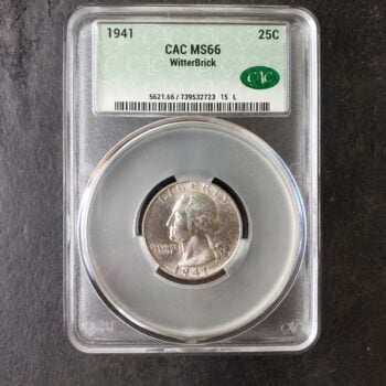 1941 25c Washington Silver Quarter Dollar CAC MS66