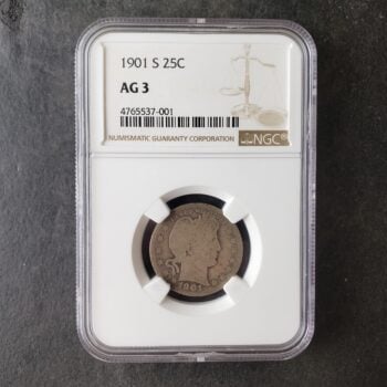 1901 S 25c Barber Silver Quarter Dollar NGC AG3