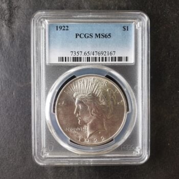 1922 $1 Peace Silver Dollar PCGS MS65