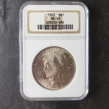 1923 $1 Peace Silver Dollar NGC MS65
