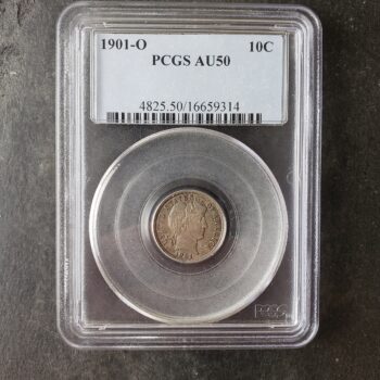 1901 O 10c Barber Silver Dime PCGS AU50