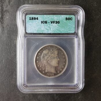 1894 50c Barber Silver Half Dollar ICG VF30