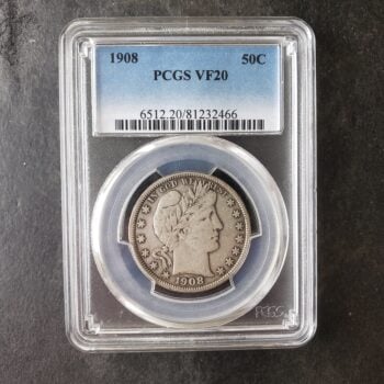 1908 50c Barber Silver Half Dollar PCGS VF20