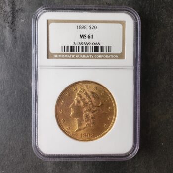 1898 $20 Liberty Head Gold Double Eagle NGC MS61