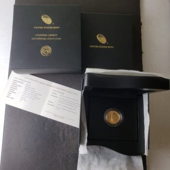 2016 W 25c 1/4oz Gold Standing Liberty Quarter Dollar
