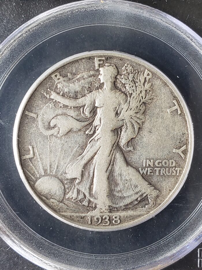 1938 D 50c Walking Liberty Silver Half Dollar PCGS F15 | Jefferson