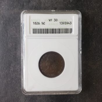 1826 1/2c Classic Head Half Cent ANACS VF30