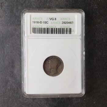 1916 D 10c Winged Liberty Mercury Silver Dime ANACS VG8