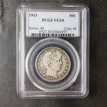 1913 50c Barber Silver Half Dollar PCGS VG10