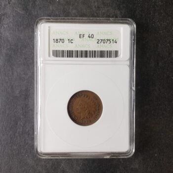 1870 1c Indian Head Cent ANACS EF40