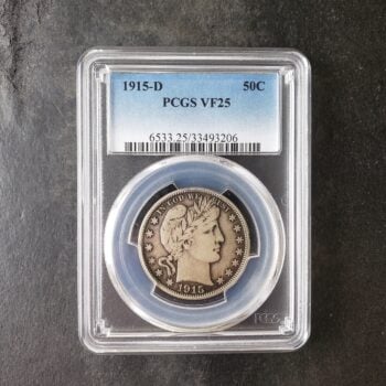 1915 D 50c Barber Silver Half Dollar PCGS VF25