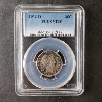 1913 D 25c Barber Silver Quarter Dollar PCGS VF35