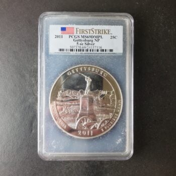2011 25c Gettysburg National Military Park 5oz Silver Quarter Dollar PCGS MS69 DMPL