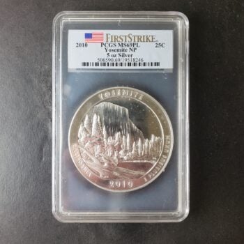 2010 25c Yosemite National Park 5oz Silver Quarter Dollar PCGS MS69 PL