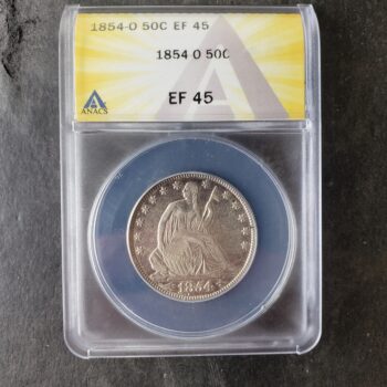 1854 O 50c Seated Liberty Silver Half Dollar ANACS EF45