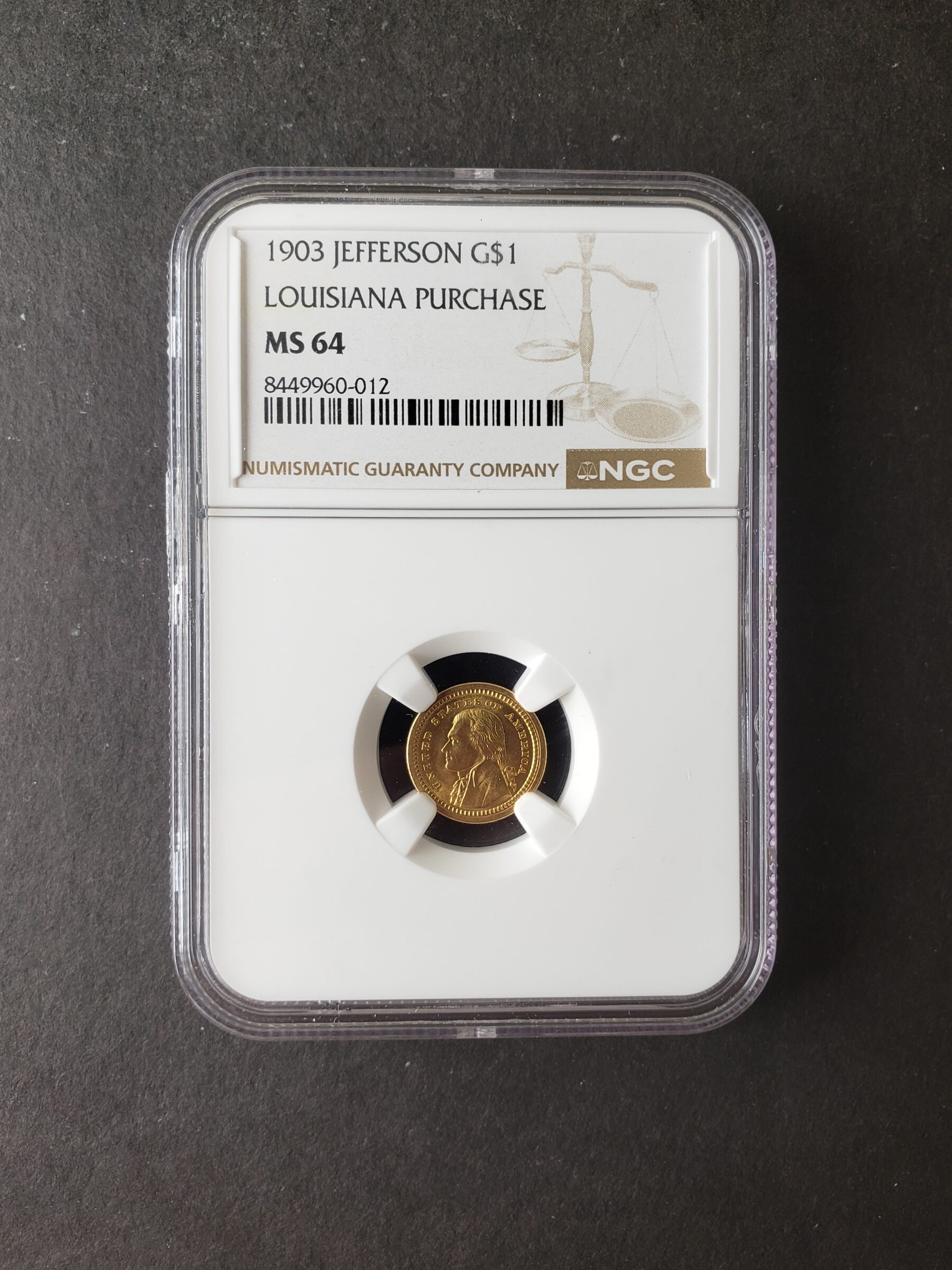 1903 $1 Jefferson Louisiana Purchase Gold Dollar NGC MS64