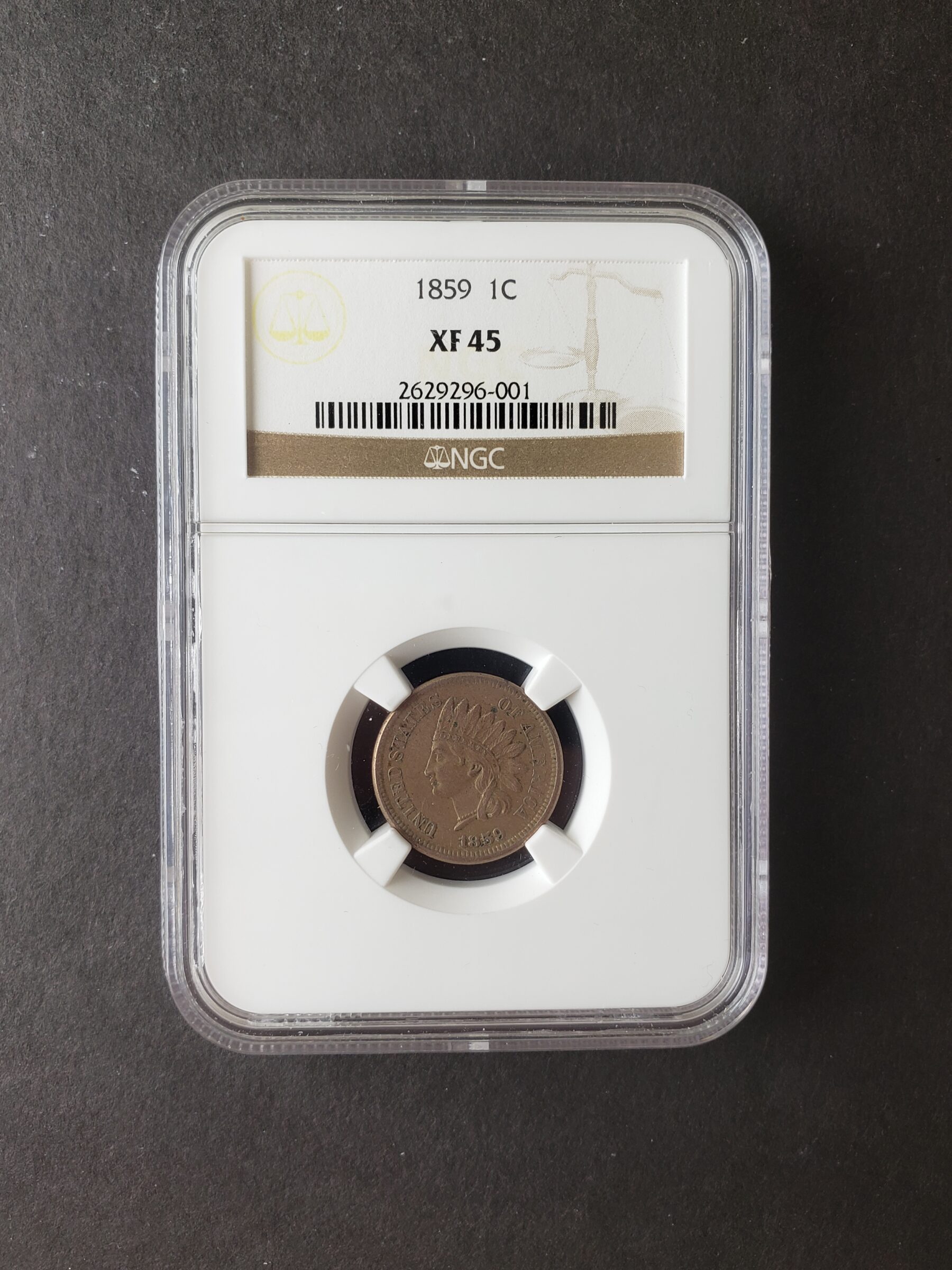 1859 1c Indian Head Cent NGC XF45 | Jefferson Coin