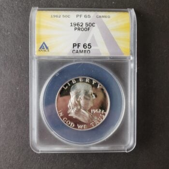 1962 Proof 50c Franklin Silver Half Dollar ANACS PF65 Cameo