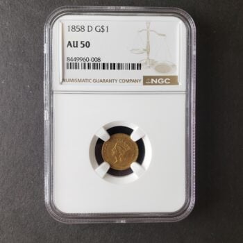 1858 D $1 Indian Princess Head Gold Dollar NGC AU50