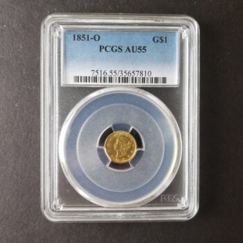 1851 O $1 Liberty Head Gold Dollar PCGS AU55